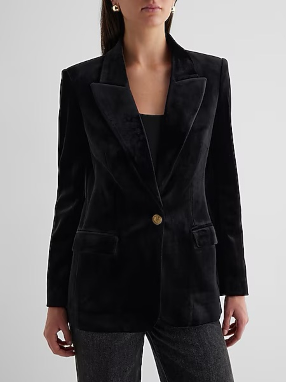 Express Velvet One Button Blazer